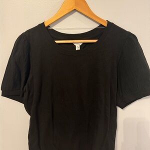 Time and Tru Black Short Sleeve Crewneck Top